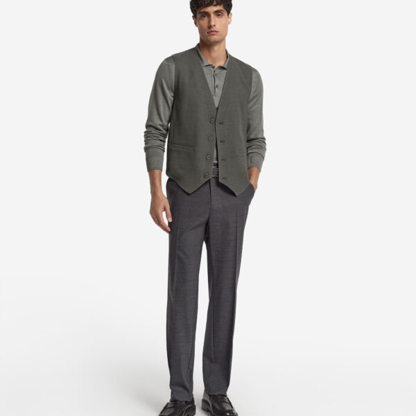 Jersey and wool button-up sweater vest